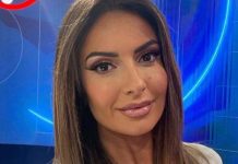 Monica Bertini abito fulmini scollatura