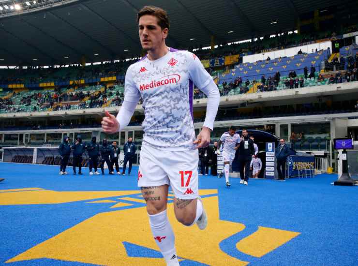 Zaniolo mentre entra in campo